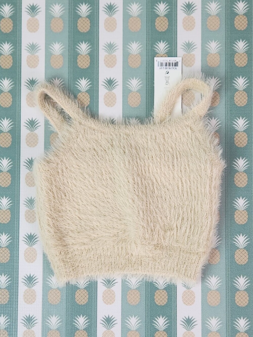 Riley + Cru Fuzzy Cream Knit Crop Tank